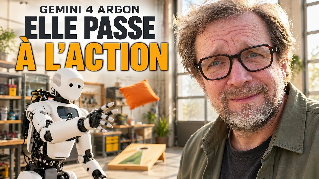 Miniature illustrée de la vidéo JSD : Johan aux côtés du robot Apollo, avec le texte « Gemini 4 Argon, elle passe à l’action ».