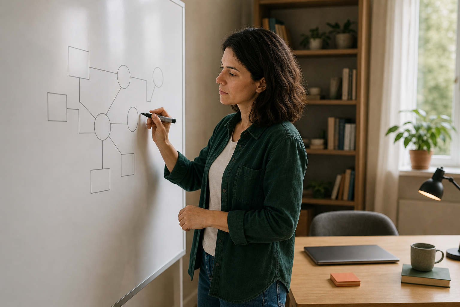 Apprenante résolvant un problème différent sans ordinateur ni indice actif